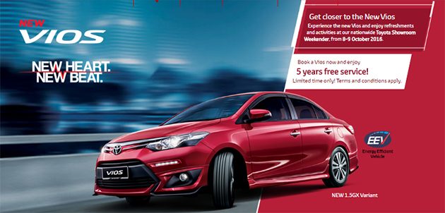 购买 2016 Toyota Vios 可以享有五年无限里数保固和Free Service！