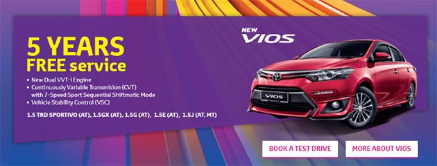 购买 2016 Toyota Vios 可以享有五年无限里数保固和Free Service！