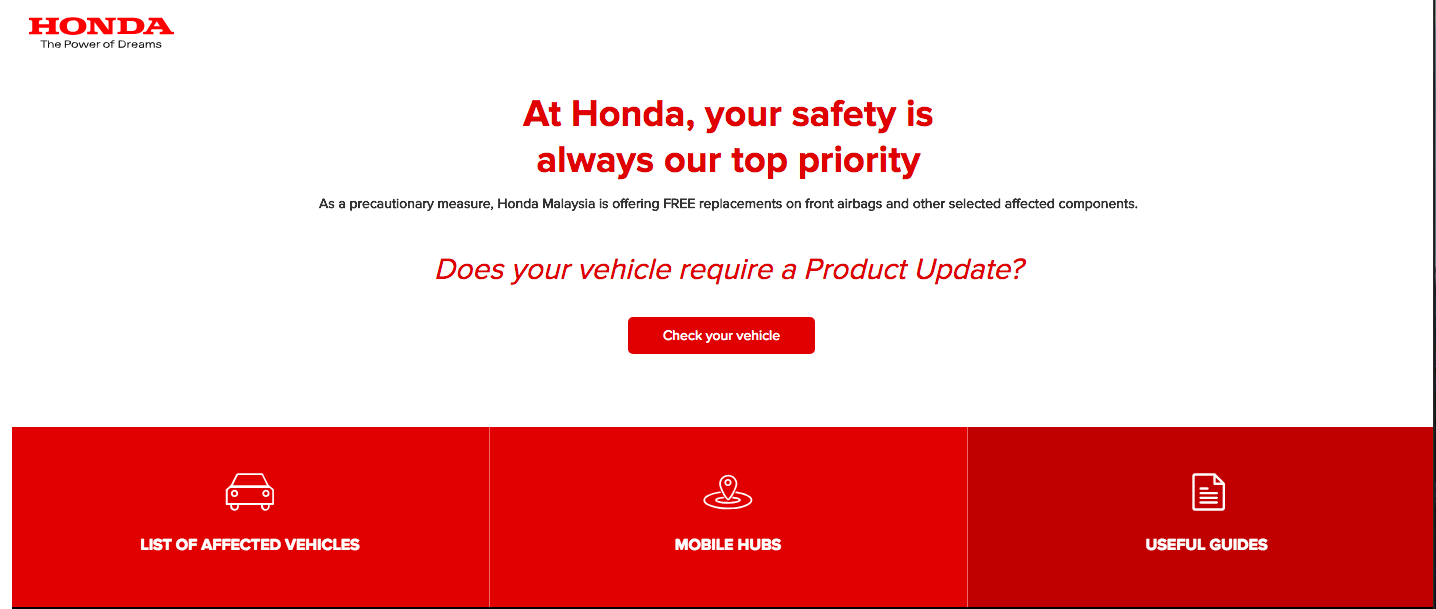 教你如何检查你的 Honda 车款是否在召回名单中！