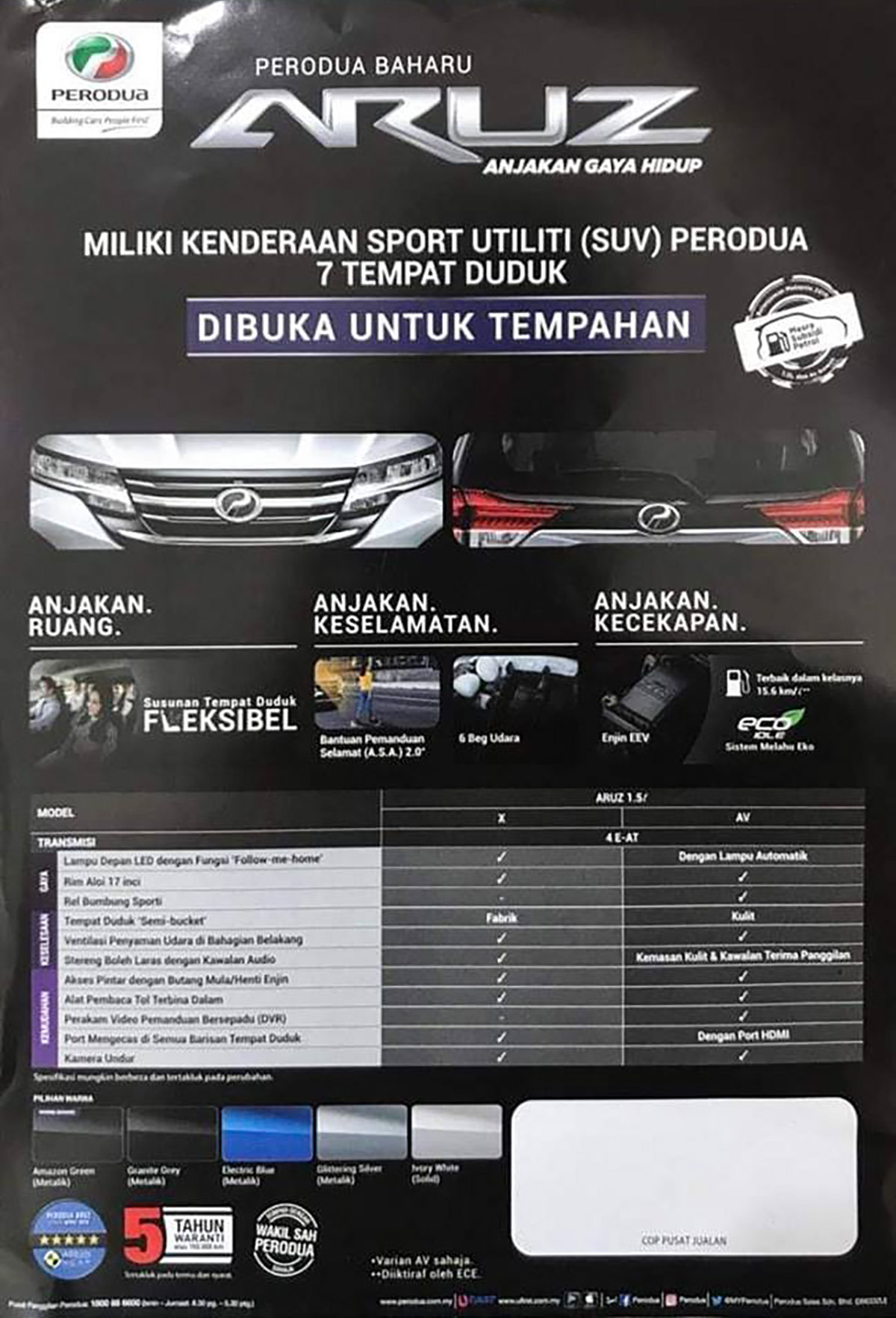 Perodua Aruz 宣传册子流出，售价 RM 72,000 起跳！