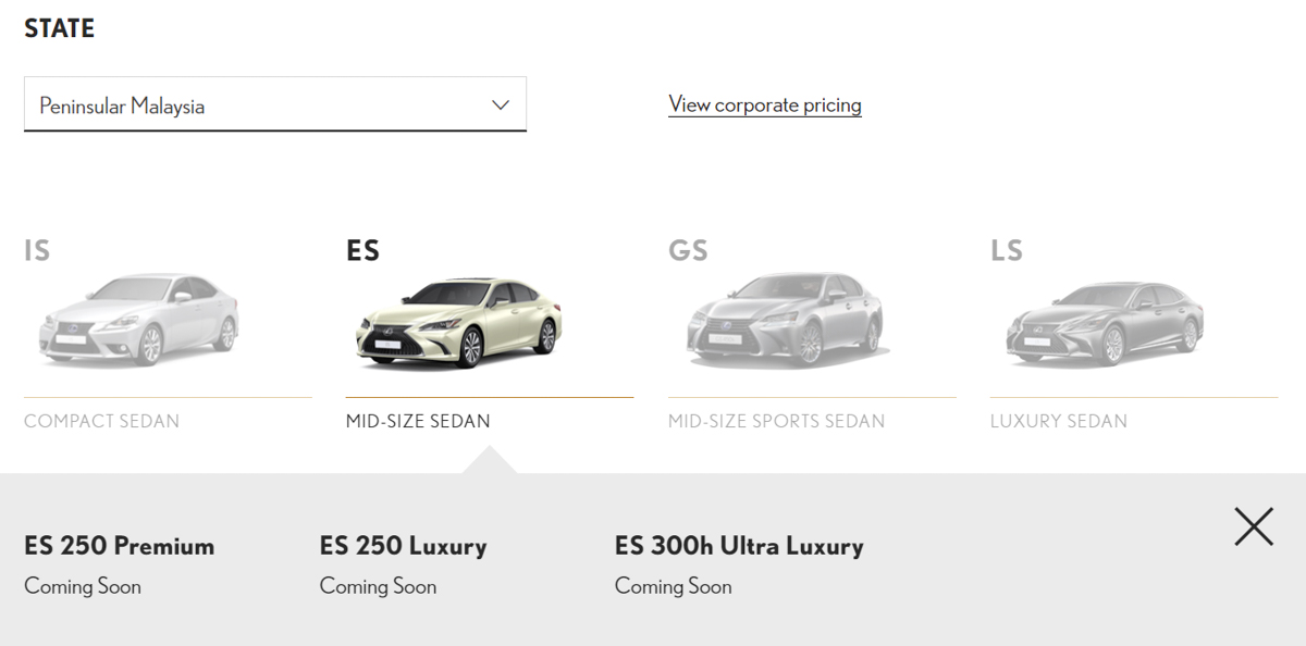 我国备有三种车型, 2019 Lexus ES 官网现踪影!