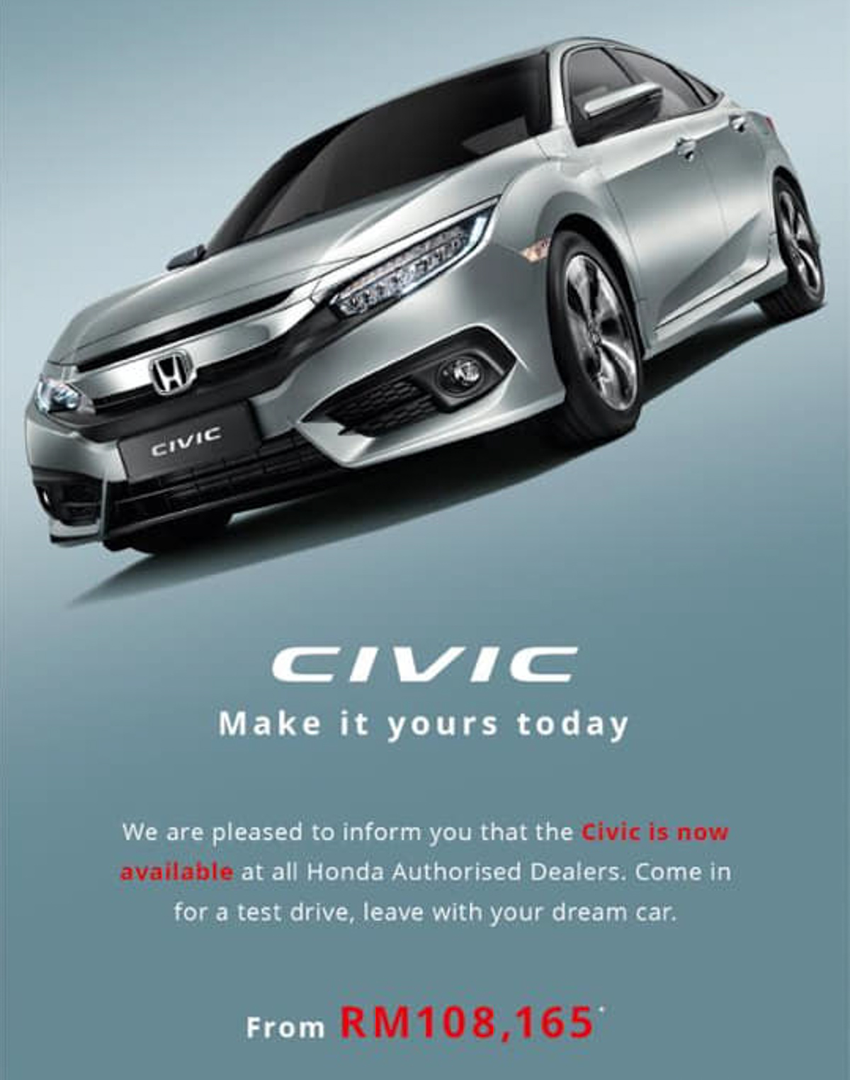 Honda Civic 重新开放销售，价格维持不变！