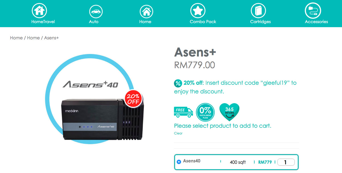 Medklinn Asens+ 40 ，净化居家空气的好帮手