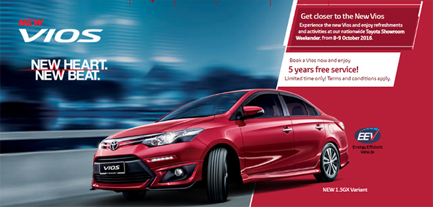 购买 2016 Toyota Vios 可以享有五年Free Service！