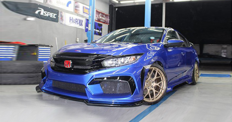 宝马蓝改装 Honda Civic ，内外都有料！