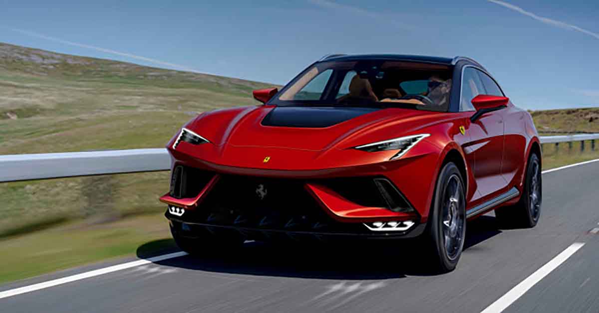 Ferrari Purosangue 渲染图，超帅的红马Crossover！