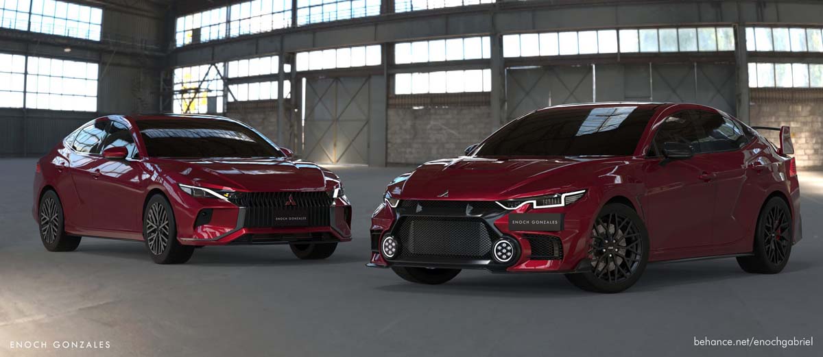 2022 Mitsubishi Lancer Evo 渲染图,这样设计你OK吗?