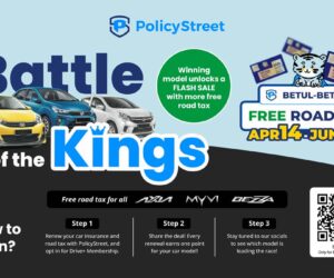 PolicyStreet 推出「Battle of the Kings 三王之战」活动，为 Myvi、Bezza 与 Axia 车主送上免费路税