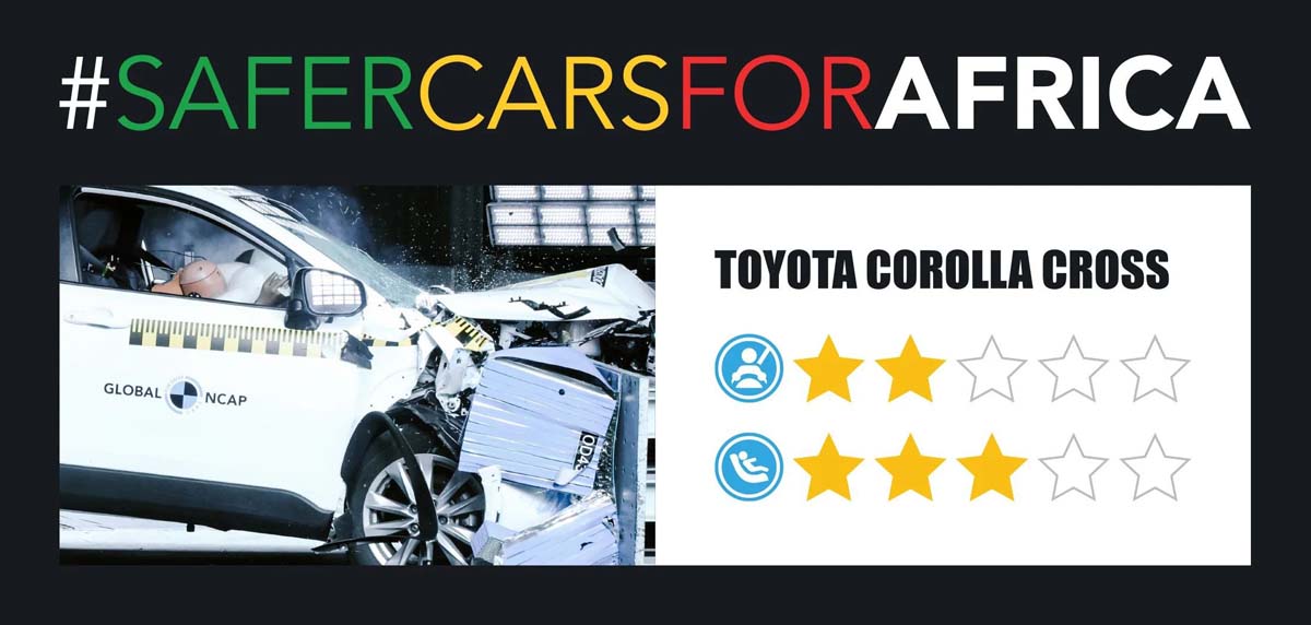 Toyota Corolla Cross 在 Safer Cars For Africa 活动中仅获得 2 星成绩,主因为不配备头部气囊